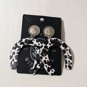 Black and White Cow Print Earrings
